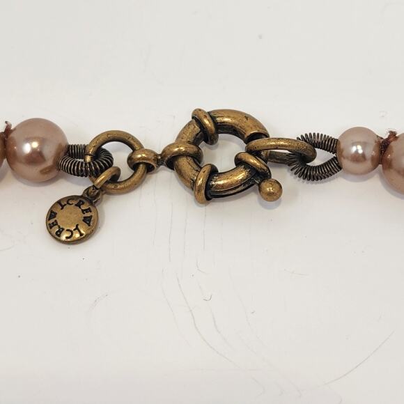 J Crew Champagne Glass Faux Pearl Strand Necklace Multi Size Beads Knotted - Picture 4 of 5